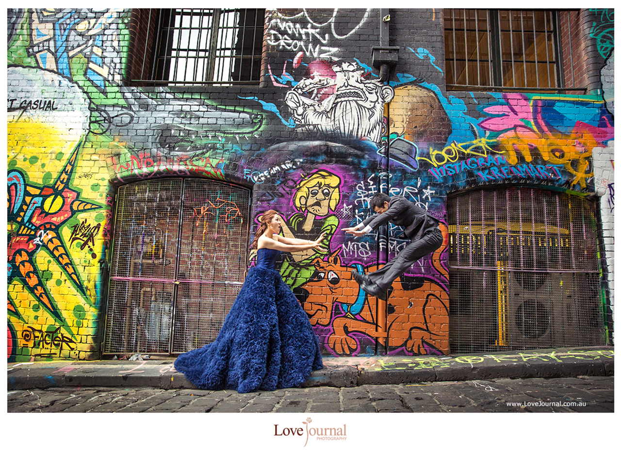 墨尔本涂鸦街婚纱摄影, 墨尔本涂鸦小路婚纱摄影.